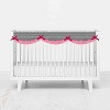 Bacati - Owls Pink/Gray Girls Cotton Long Crib Rail Guard Cover - 2 of 4