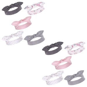 Hudson Baby Infant Girl Cotton Headbands, Pink Floral 10-Piece, 0-24 Months - 1 of 2