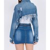 Women's Chic Cropped Distressed Denim Jacket - American Bazi - image 2 of 4