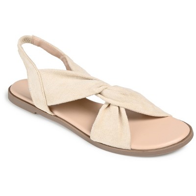 Journee Collection Womens Deleece Tru Comfort Foam Sling Back Low Block Heel Sandals Ivory 9.5
