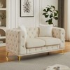 Kumasinova Velvet Chesterfield Sofa,Comfy Couch with Tufted Buttons,Spring Cushion,Metal Legs,2 Pillows,Sofa Couch for Living Room,Bedroom - 2 of 4