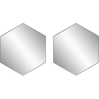 Uttermost Hexagon Vanity Accent Wall Mirrors Set of 2 Modern Beveled Black Metal Frame 23 1/4" Wide for Bathroom Bedroom Home