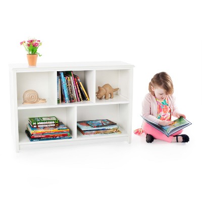 Classic White Adjustable Kids Bookshelf with Cubes