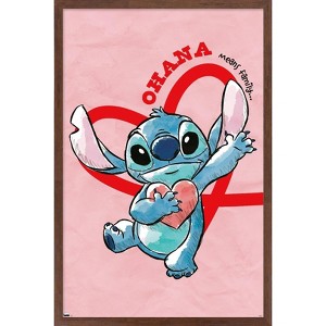 Trends International Disney Lilo and Stitch - Hearts Framed Wall Poster Prints - 1 of 4