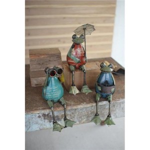 Recycled Metal Frogs – Whimsical Handmade Garden Figures, Set of Three by Kalalou - 1 of 3