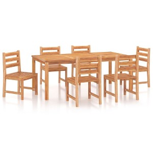 vidaXL 7-Piece Outdoor Patio Dining Set - Durable Solid Teak Wood with Smooth Fine Sanded Finish - Brown - Weather Resistant - Farmhouse Style - 1 of 4