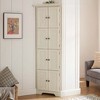 KIGFTSOD 4-Tier Corner Kitchen Pantry w/8 Doors, Tall Corner Cabinet & Shelves, Farmhouse Bookshelf for Bathroom, Living Room, Kitchen - 4 of 4