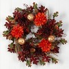 Nearly Natural 24” Fall Dahlia, Golden Apple, Oak Leaf and Berries Autumn Artificial Wreath - image 3 of 4