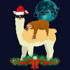 Junior's Design By Humans Llama With Glasses Sleeping Sloth Christmas Santa By TeeShirtMadness T-Shirt - 2 of 3