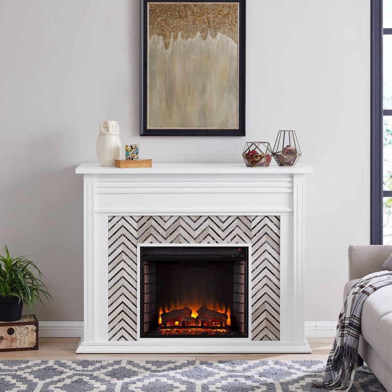 Horngrave Tiled Marble Color Changing Fireplace Gray - Aiden Lane, 1 of 16