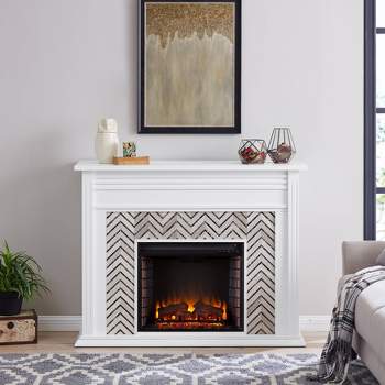 Horngrave Tiled Marble Color Changing Fireplace Gray - Aiden Lane