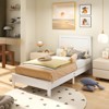 Infans Twin Size Bed Frame Platform Slat High Headboard Bedroom Rubber Wood Leg White - image 3 of 4