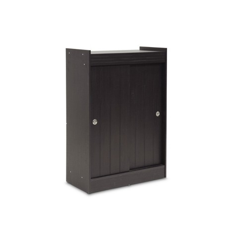 Espresso Finished Shoe Rack Cabinet Dark Brown Baxton Studio Target