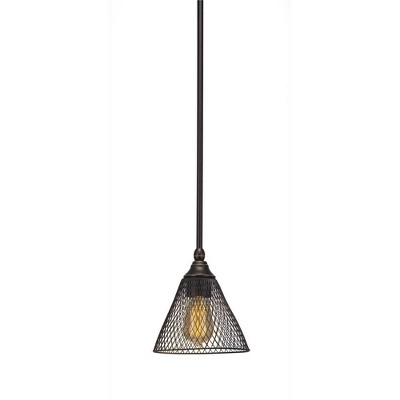 Toltec Lighting Any 1 - Light Pendant in  Dark Granite with 7" Dark Granite Cone Mesh Metal Shade Shade