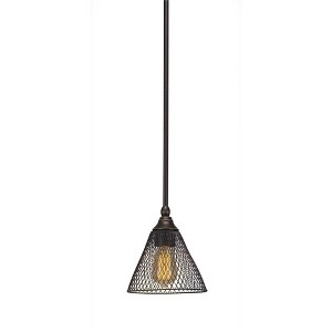 Toltec Lighting Any 1 - Light Pendant in  Dark Granite with 7" Dark Granite Cone Mesh Metal Shade Shade - 1 of 1