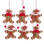 Christmas Felt Gingerbread Garland  -  One Garland 72.0 Inches -  Fabric Candy Stripe Pom Poms  -  T2980  -  Felt  -  Multicolored