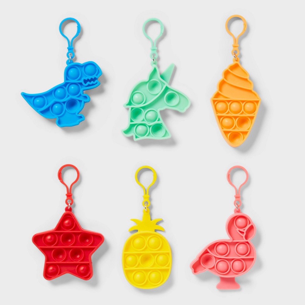 6ct Bubble Pop Keychain Favors - Spritz™: Multicolored Party Favor Toys for Kids, All Occasions, Ages 4+