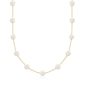 Ross-Simons 7-7.5mm Cultured Pearl Station Necklace in 14kt Yellow Gold - 1 of 4
