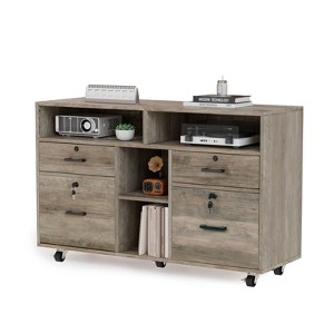 Karl Home 4-Drawer Gray MDF (Medium-Density Fiberboard) 40.94in. W Lateral File Cabinets - 1 of 4