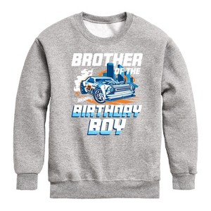 Boys' - Hot Wheels - Brother Of Birthday Boy Graphic Long Sleeve Fleece Sweatshirt - 1 of 3