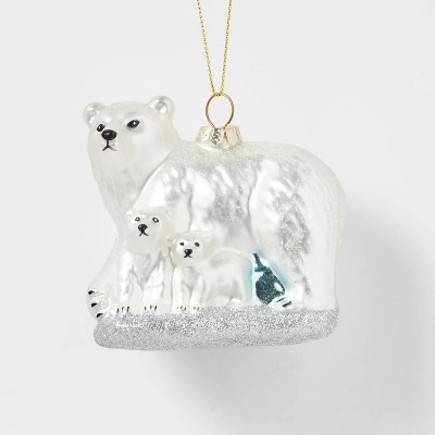 Glass Polar Bears Christmas Tree Ornament - Wondershop™