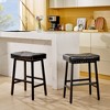 VECELO 23.6 inches Counter Height Bar Stools for Kitchen, Thick PU Leather Saddle, Backless Bar Stools Set of 2/4/6, Metal Base, Black - image 2 of 4