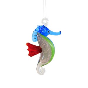 3.25 In Festive Seahorse Artglass Small Marine Fish Tree Ornaments - 1 of 3