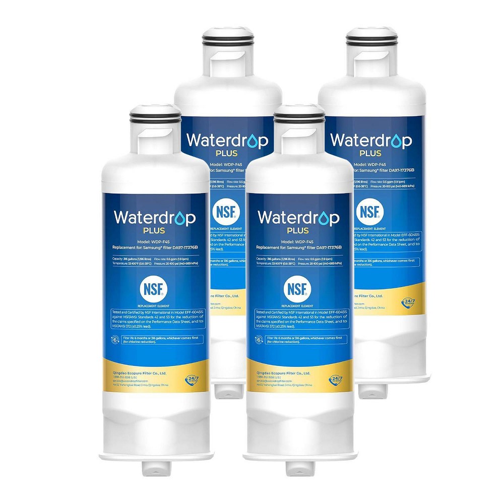 Waterdrop 4pk Plus DA97-17376B Replacement for Samsung HAF-QIN/EXP Refrigerator Water Filter