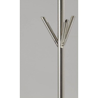 Satin Steel Contemporary 68" Coat Rack with Six Pegs