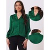 Allegra K Women's Satin Long Sleeve Work Business Casual Button Down Shirt - 2 of 4