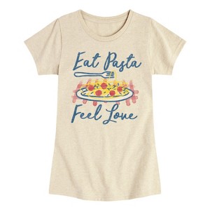 Girls' - Instant Message - Eat Pasta Feel Love Fitted Short Sleeve Graphic T-Shirt - 1 of 4
