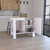 LunaLulinlk Kitchen Island 35"" H, One Storage Cabinet with Door, Two Internal Shelves, One Open storage Shelf, White/Macadamia - 3 of 4