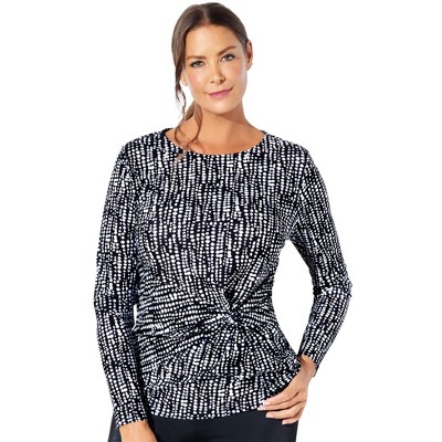 Swimsuits for All Women's Plus Size Long Sleeve Twist Front Tee