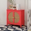 Crete Rattan Accent Storage Cabinet with 2 Rattan Doors,Semicircular Shape Doors Natural Storage Cabinet With 1 Adjustable Inner Shelves-Maison Boucle - 2 of 4