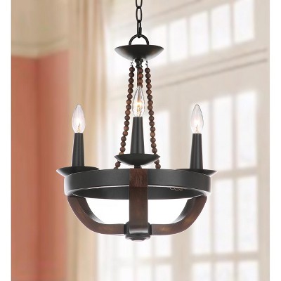 Lucero Black Adjustable Wood and Metal Chandelier