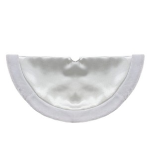Northlight Mini Satin Christmas Tree Skirt with Faux Fur - 20" - White - 1 of 2