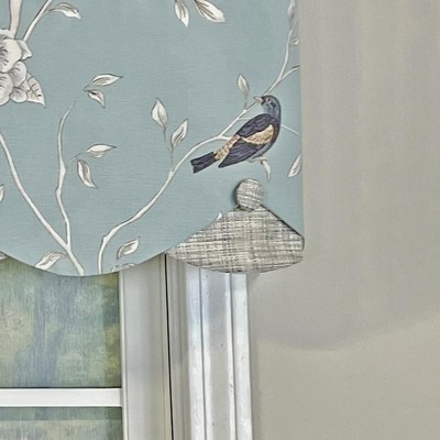 Hazel Blue Cotton Scalloped 50'' Rod Pocket Window Valance
