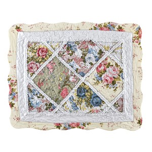 Collections Etc Diamond Patchwork Enchanted Garden Pillow Sham 26" x 20" x 0.14" Green - 1 of 2