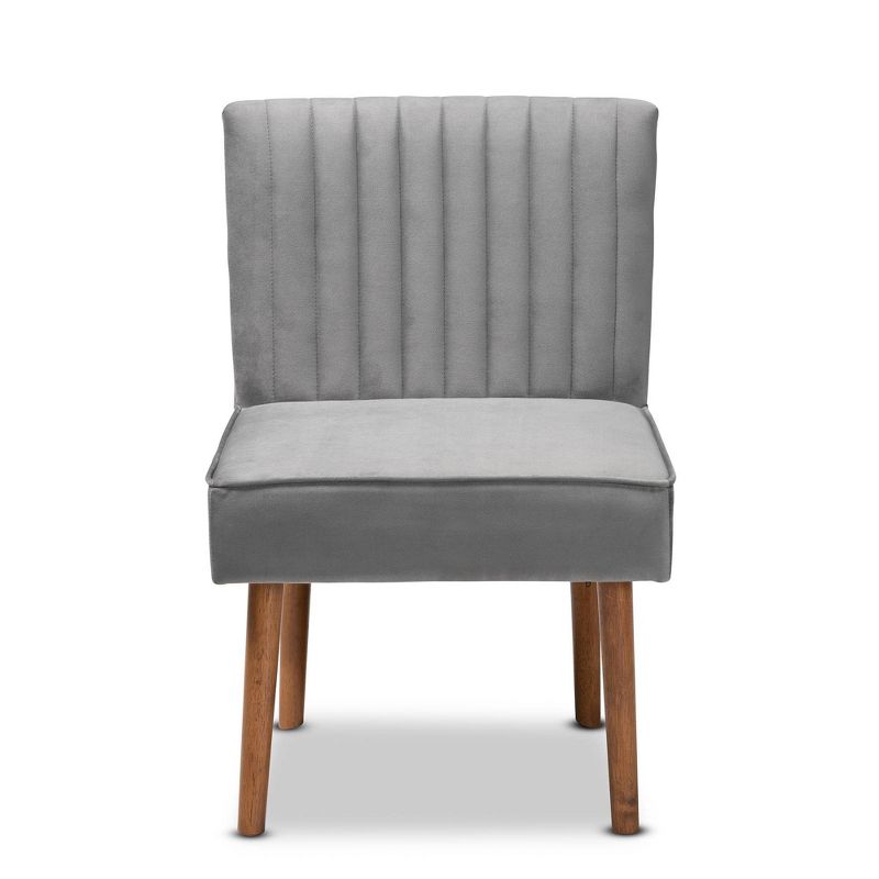 Alvis Velvet Upholstered and Wood Dining Chair - Baxton Studio, 3 of 11