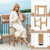 Tangkula 3 PCS Acacia Wood Balcony Table Set w/ Shelf Footrest Curved Wood Seat - 4 of 4