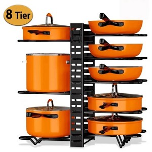 FONTOI 8 Tiers Pot Organizer Rack, Pot Lid Organizer, Cookware Organizers and Storage for Kitchen, Black, 7.87"*15"*19.29" - 1 of 4
