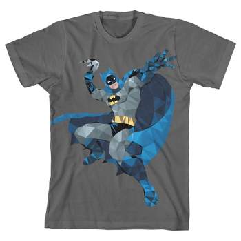 Batman Geometric Superhero Youth Charcoal Graphic Tee
