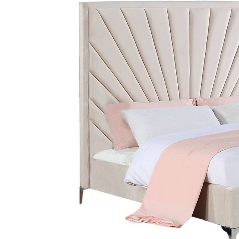 87&#34; Queen Bed Faiz Bed Beige Velvet - Acme Furniture, 2 of 7