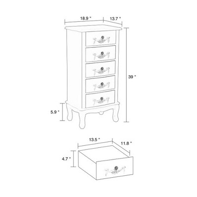 Callen Wood 5 Drawer Chest White - Baxton Studio