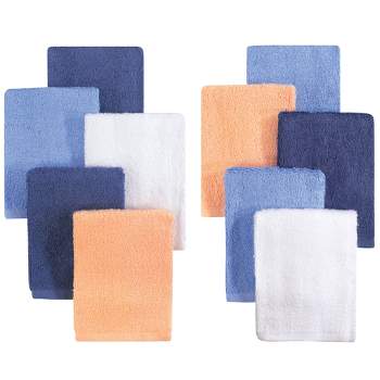 Little Treasure Baby Boy Rayon from Bamboo Luxurious Washcloths, Blue Orange 10-Pack, One Size