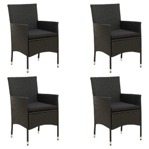 vidaXL Garden Chair Set of 4 Black Poly rattan Medium Durable - 1 of 4