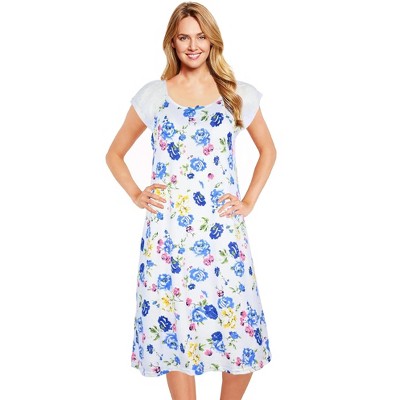 JEFFRICO Womens Nightgowns Short Sleeve Sleepwear Soft Pajama Dress Nightshirts