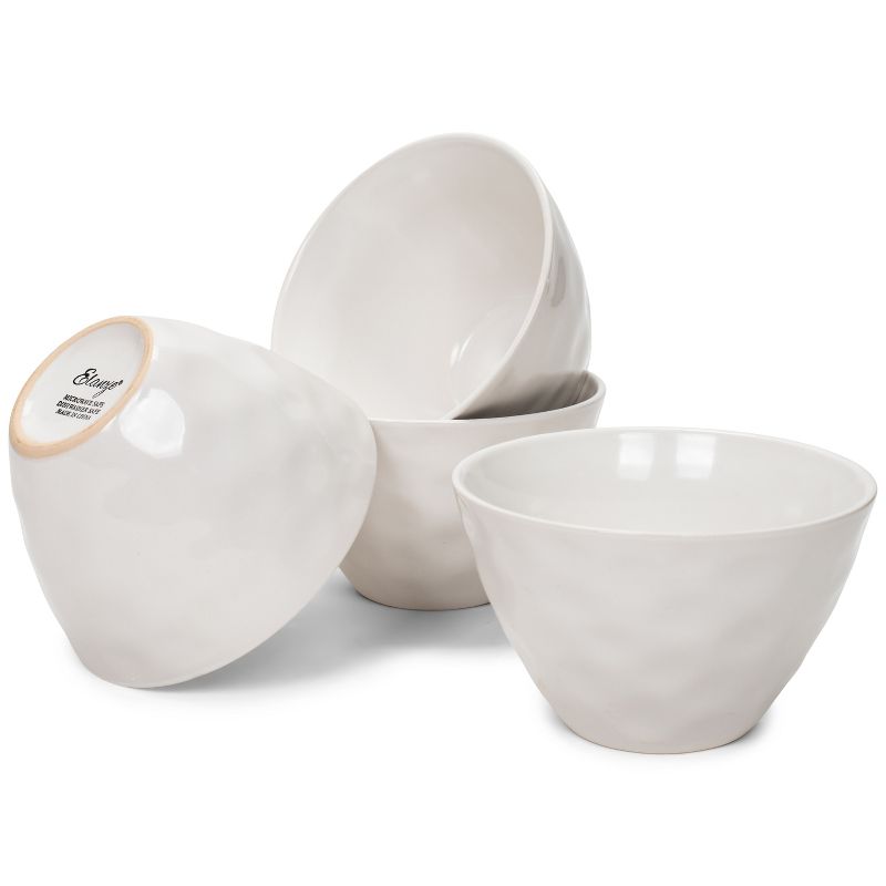 Elanze Designs Dimpled Ceramic 5.5 inch Contemporary Serving Bowls Set of 4, White, 4 of 7