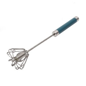 Unique Bargains 12" Semi-Automatic Loop Whisk Dishwasher Safe Stainless Steel Silver Tone Blue - 1 of 4