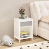 INFURNIC Nightstands Wooden Nightstand with One Drawer One Shelf Storage for Kids Adults Bedroom, Grey, 19.7"*15"*26.8" - 2 of 4